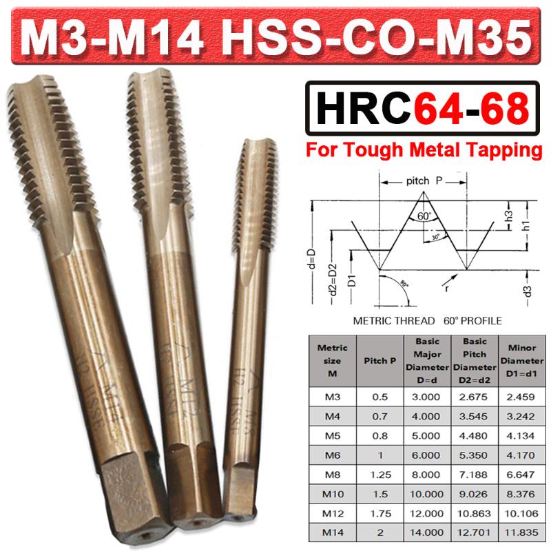 HRC64 HSS-Co-M35 Metric Serial Tap Set M3 M4 M5 M6 M8 M10 M12 Right Hand Thread Cutter Machine Taps For Stainless Steel D30
HRC64 HSS-Co-M35 Metric Serial Tap Set M3 M4 M5 M6 M8 M10 M12 Right Hand Thread Cutter Machine Taps For Stainless Steel D30