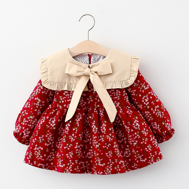 2020 Autumn 0-4Y Kids Baby Girls Dresses Vintage Ruffle Collar Bow Little Floral Print Long Sleeve A-line Dress Casual Clothes, Green 
2020 Autumn 0-4Y Kids Baby Girls Dresses Vintage Ruffle Collar Bow Little Floral Print Long Sleeve A-line Dress Casual Clothes, Green