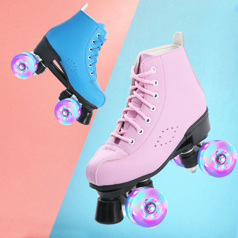JK Quad Skates Blue Pink PU Leather Roller Skates Adult Double Line Two Line Skating Shoes Patines PU Flash or not Wheels, Blue no lighting
JK Quad Skates Blue Pink PU Leather Roller Skates Adult Double Line Two Line Skating Shoes Patines PU Flash or not Wheels, Blue no lighting