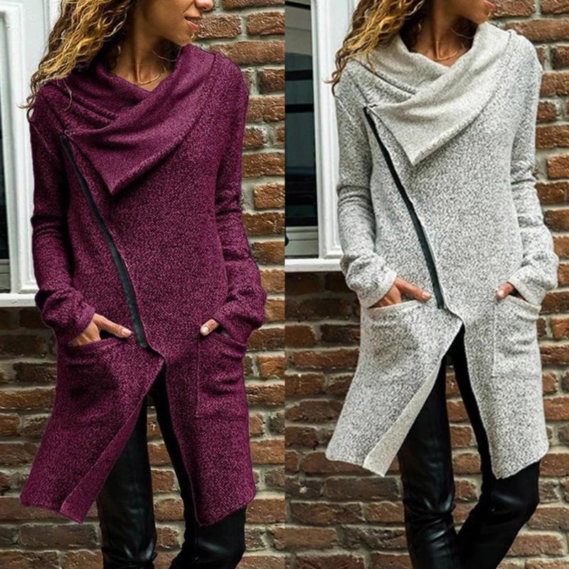 Women Oblique Zipper Coat Lapel Collar Long Sleeves Autumn Outwear with Pockets -OPK, Fuchsia
Women Oblique Zipper Coat Lapel Collar Long Sleeves Autumn Outwear with Pockets -OPK, Fuchsia