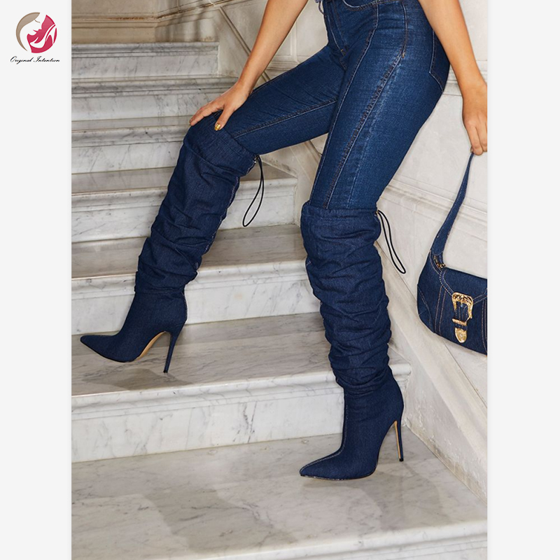 Original Intention Sexy Cowboy Knee High Boots Woman Blue Denim Fashion Pointed Toe Stiletto High Heels Winter Spring Shoes, Ef8075 blue
Original Intention Sexy Cowboy Knee High Boots Woman Blue Denim Fashion Pointed Toe Stiletto High Heels Winter Spring Shoes, Ef8075 blue