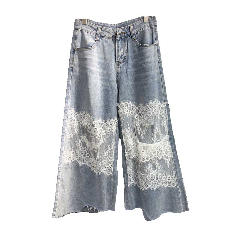 High-waist lace stitching jeans female drape loose summer thin light blue straight Ankle-Length Pants
High-waist lace stitching jeans female drape loose summer thin light blue straight Ankle-Length Pants