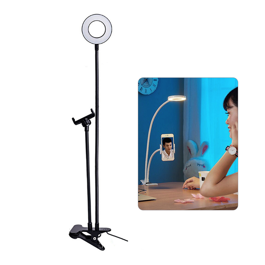 Selfie Ring Light with Flexible Mobile Phone Holder Lazy Bracket Desk Lamp LED Light for Live Stream Party Favor Lampe De Bureau Mobile