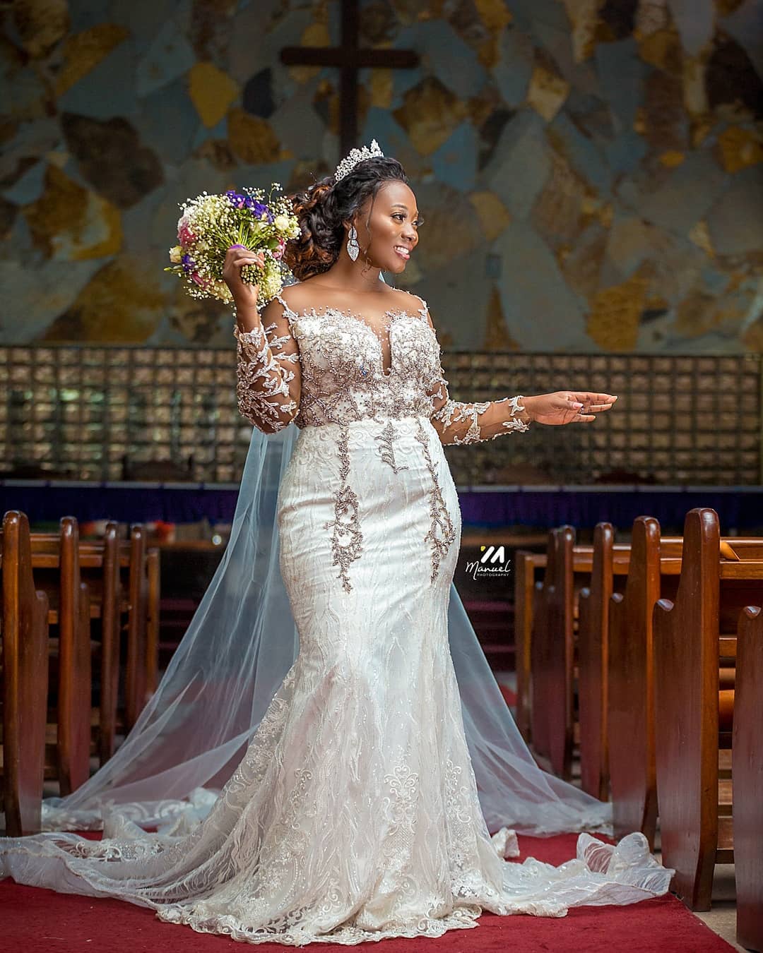 2020 Plus Size Arabic Aso Ebi Luxurious Lace Beaded Wedding Dresses Sheer Neck Mermaid Bridal Dresses Long Sleeves Wedding Gowns ZJ0955