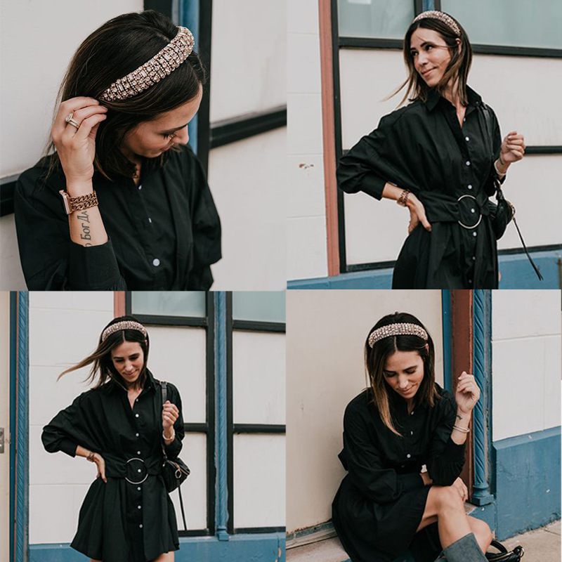 Wholesale Rhinestones Padded Hair Accessories Headbands for Women Crystal Hairbands Hair Hoop Baroque Headband 12 pcs/lot LJ200921