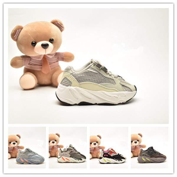 2020 Kids Shoes Baby Toddler Run Sneakers Kanye West Yez 700 Running Shoes Infant Children Boys And Girls Chaussures Pour Enfants EUR26-35, Black