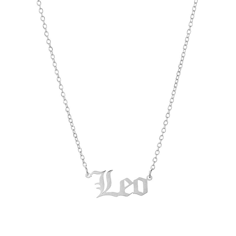 2020 Creative Letter Zodiac Necklace Constellation Necklaces Custom Stainless Steel Old English Necklace Birthday Jewelry Gifts