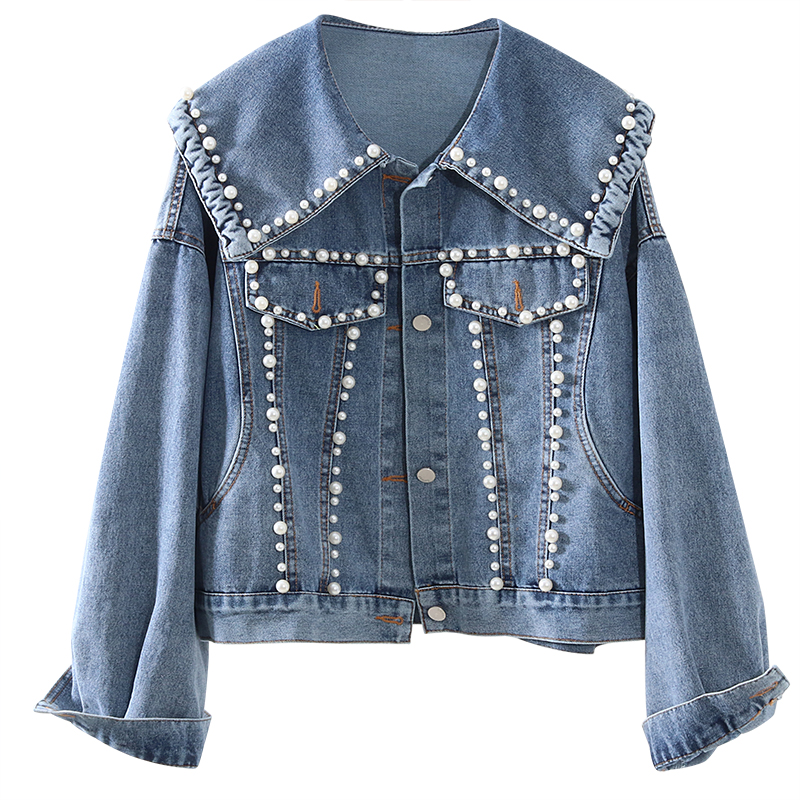 Harajuku Denim Jacket Women Spring Autumn New Fashion Beading Navy collar Washed Short Jeans Jacket Ladies Loose Denim Coat H473, Dark blue
Harajuku Denim Jacket Women Spring Autumn New Fashion Beading Navy collar Washed Short Jeans Jacket Ladies Loose Denim Coat H473, Dark blue