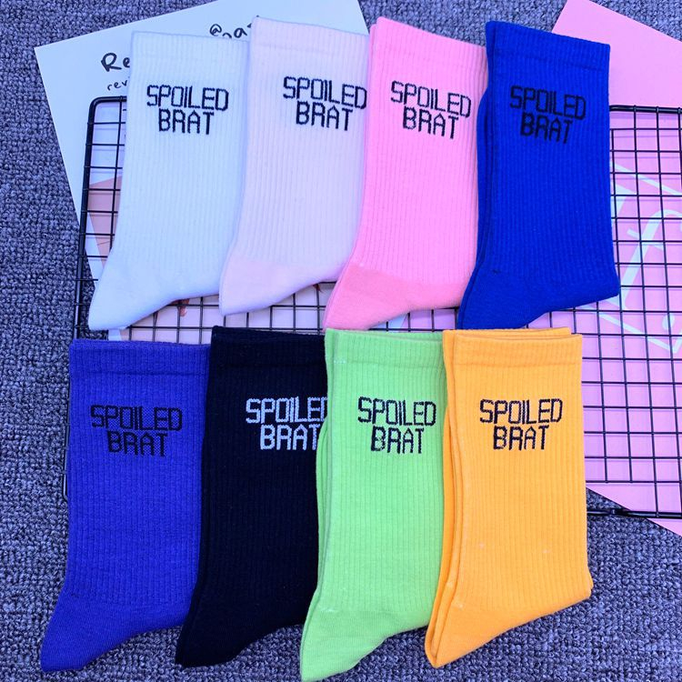 CHAOZHU New spoiled brat Bright colors fashion stretch street young socks 8 colors neon navy purple white yellow unisex socks
