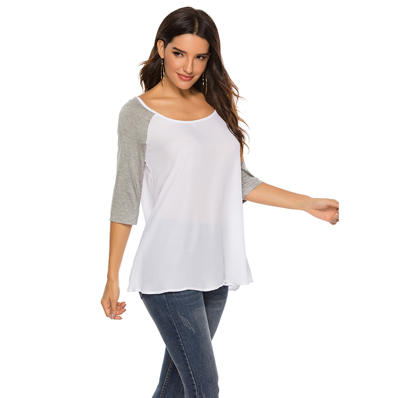 2020 Half Sleeve T-Shirt Women Casual Loose Tops Tee Shirt Femme Patchwork Sexy O-Neck Female T Shirts Office Blusas Mujer, White gray
2020 Half Sleeve T-Shirt Women Casual Loose Tops Tee Shirt Femme Patchwork Sexy O-Neck Female T Shirts Office Blusas Mujer, White gray