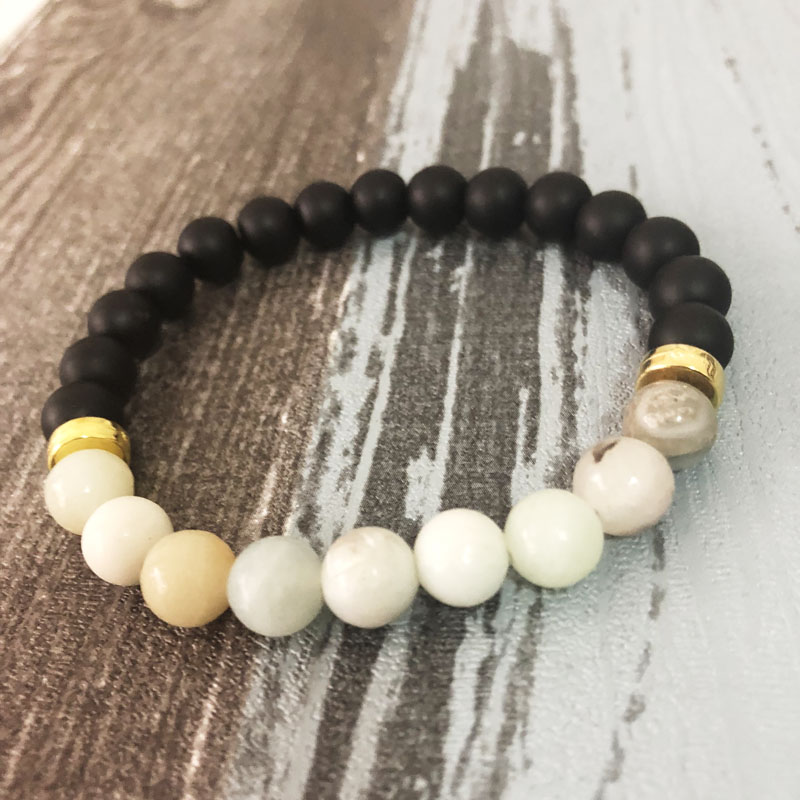 Men's Matte Black Onyx and Amazonite Bracelet Beaded Stretch Amazonite Beaded Mala Yoga Bracelet
Men's Matte Black Onyx and Amazonite Bracelet Beaded Stretch Amazonite Beaded Mala Yoga Bracelet