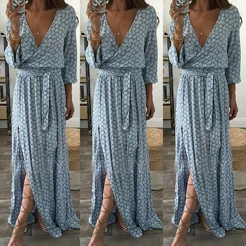 Spring Fashion Loose Women Maxi Boho Floral Summer Beach Long Night Cocktail Party Dress, Blue
Spring Fashion Loose Women Maxi Boho Floral Summer Beach Long Night Cocktail Party Dress, Blue