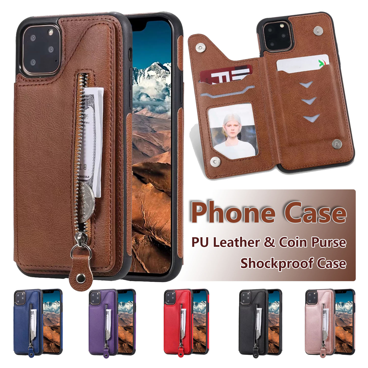 Shockproof Phone Cases for iPhone 12 Mini 11 Pro X XR XS Max 7 Plus Samsung Galaxy Note20 Ultra Daul Buckle Zipper Coin Purse PU Leather Protective Case, Black
Shockproof Phone Cases for iPhone 12 Mini 11 Pro X XR XS Max 7 Plus Samsung Galaxy Note20 Ultra Daul Buckle Zipper Coin Purse PU Leather Protective Case, Black