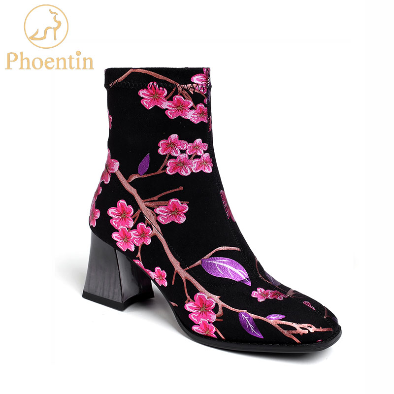 Phoentin flower printed chunky boots ankle women square toe slipon strechable booties lady mid heel shoes female plus size FT769, Flower color
Phoentin flower printed chunky boots ankle women square toe slipon strechable booties lady mid heel shoes female plus size FT769, Flower color