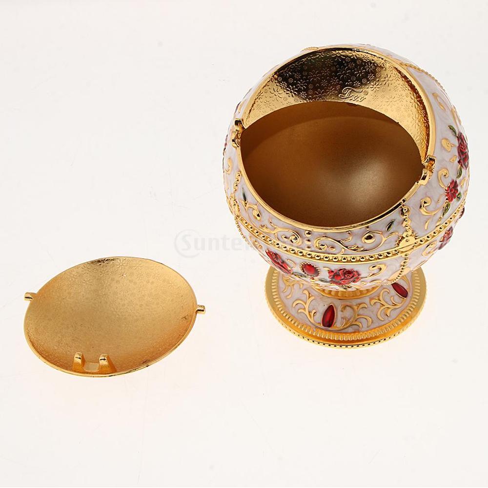 Zinc Alloy Jewelry Box With Lid Windproof Ashtray Vintage Flower Embossed Jewelry Box Trinket Case Jewelry Storage Home Decor MX200810