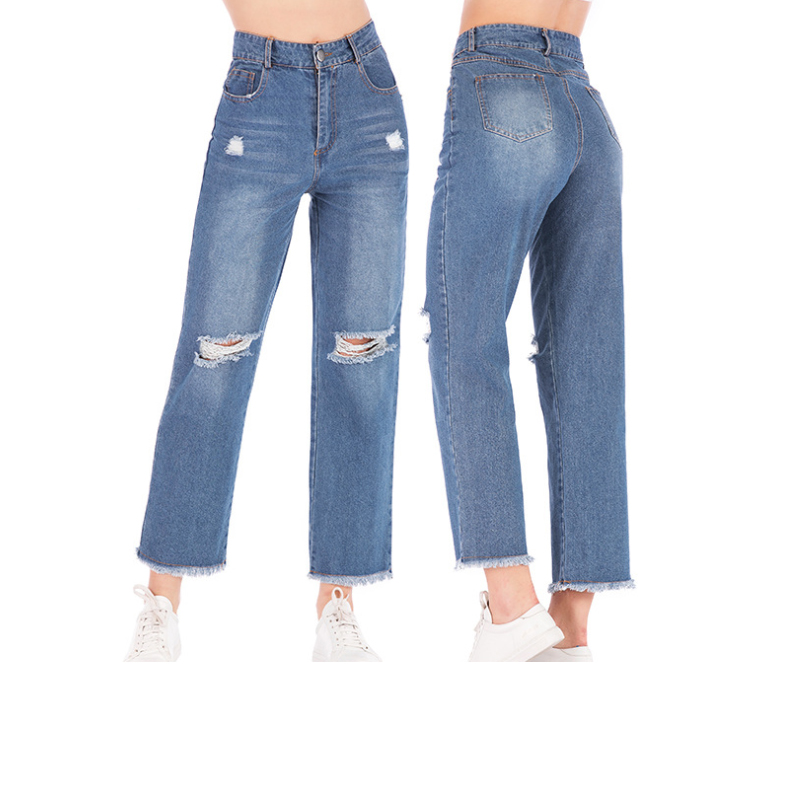 Knee Hole Straight Ankle Jeans Women Loose High Waist Boyfriend Jeans For Women Tassel Large Plus Size Ripped Destroyed, Blue
Knee Hole Straight Ankle Jeans Women Loose High Waist Boyfriend Jeans For Women Tassel Large Plus Size Ripped Destroyed, Blue