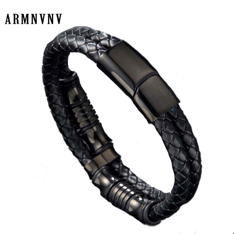 ARMNVNV 2020 Men Bracelet Jewelry Classic Double Layer Handmade Leather Bracelets Stainless Steel Magnet Clasps Wristband
ARMNVNV 2020 Men Bracelet Jewelry Classic Double Layer Handmade Leather Bracelets Stainless Steel Magnet Clasps Wristband