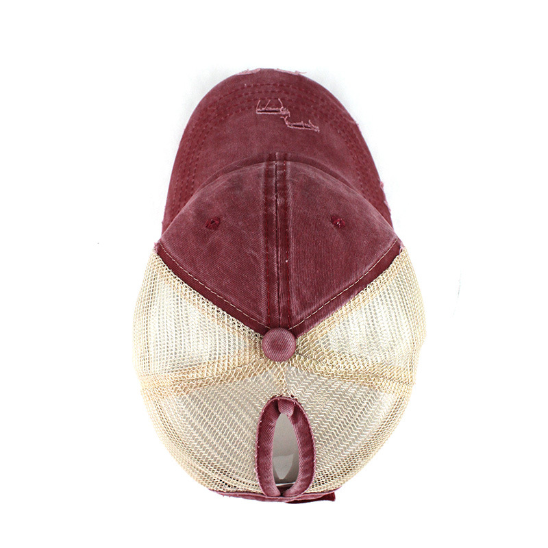 Ponytail Baseball Cap Women Mesh Baseball Hats Summer Beach Cap Solid Color Snapback Girl Sun Hats With Hole