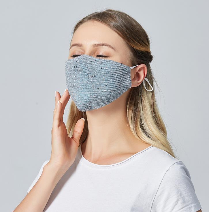 Cotton Anti-dust Protective Mouth Masks Windproof Outdoor Sports Sequins Face Mask for adults Teen washable individual package