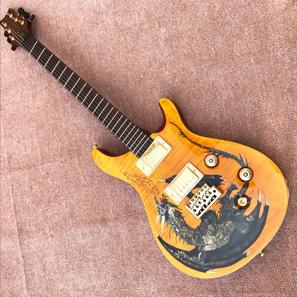 Custom Smith Private Stock Dragon 2000 Guitar With Guitar case Yellow Burst Flame Maple Top Electric Guitar Dragon Abalone & Pearl Inlaid
Custom Smith Private Stock Dragon 2000 Guitar With Guitar case Yellow Burst Flame Maple Top Electric Guitar Dragon Abalone & Pearl Inlaid