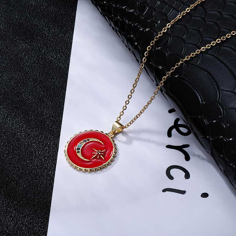 Fashion Golden Stainless Steel Color Zircon Drop Oil Star Moon Disc Pendant Necklace For Women Charm Initial Necklace Jewelry
Fashion Golden Stainless Steel Color Zircon Drop Oil Star Moon Disc Pendant Necklace For Women Charm Initial Necklace Jewelry