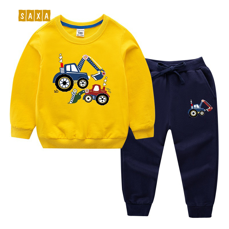 Children's suit spring and autumn 100% cotton children's clothes boy long-sleeved sweater + elastic band trousers two-piece, Yellow-blue
Children's suit spring and autumn 100% cotton children's clothes boy long-sleeved sweater + elastic band trousers two-piece, Yellow-blue