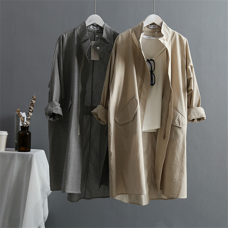 Summer Cotton Linen Women Trench Coat 2020 Spring Korean Version Long sleeved Large size Loose Women Trenchs Coats Khaki K426
Summer Cotton Linen Women Trench Coat 2020 Spring Korean Version Long sleeved Large size Loose Women Trenchs Coats Khaki K426