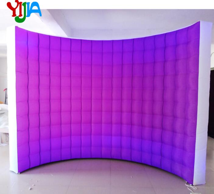 Multi LED Color changing 10ft Wedding Party Photo Booth backdrop Inflatable Wall With LED Strips Top and Bottom wall Sales