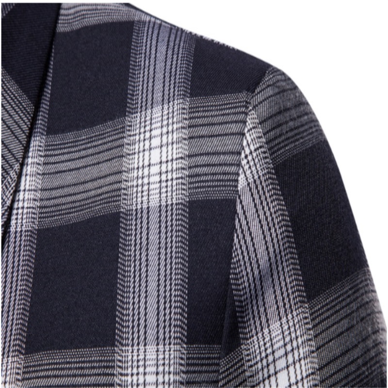 2020 Newest Handsome Casual Fashion Men Retro Style Double-breasted Plaid Block Men Suit Fit Slim Men Coat Jacket