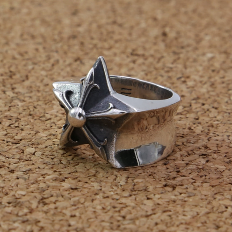 Vintage style 925 sterling silver handmade jewelry antique silver star band rings American European designer men's rings free shipping