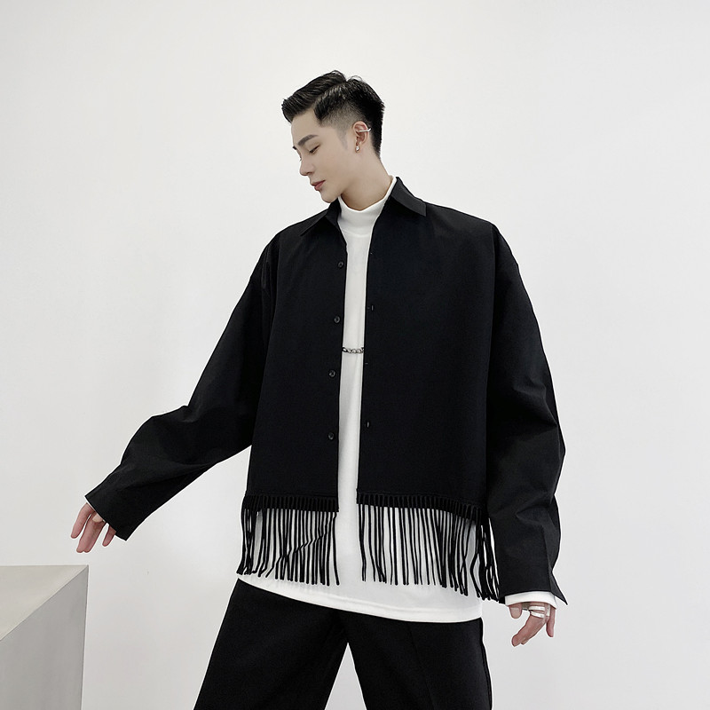 New Male Women Japan Streetwear Fashion Solid Black White Couple Shirt Stage Clothing Men Tassels Hem Long Sleeve Casual Shirt, 636 black
New Male Women Japan Streetwear Fashion Solid Black White Couple Shirt Stage Clothing Men Tassels Hem Long Sleeve Casual Shirt, 636 black