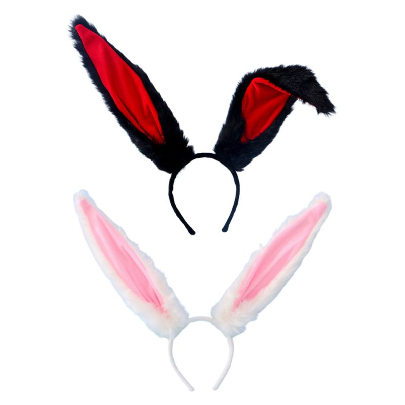 Women Sweet Lolita Cosplay Headband Plush Long Ears Anime Hair Hoop PXPB
