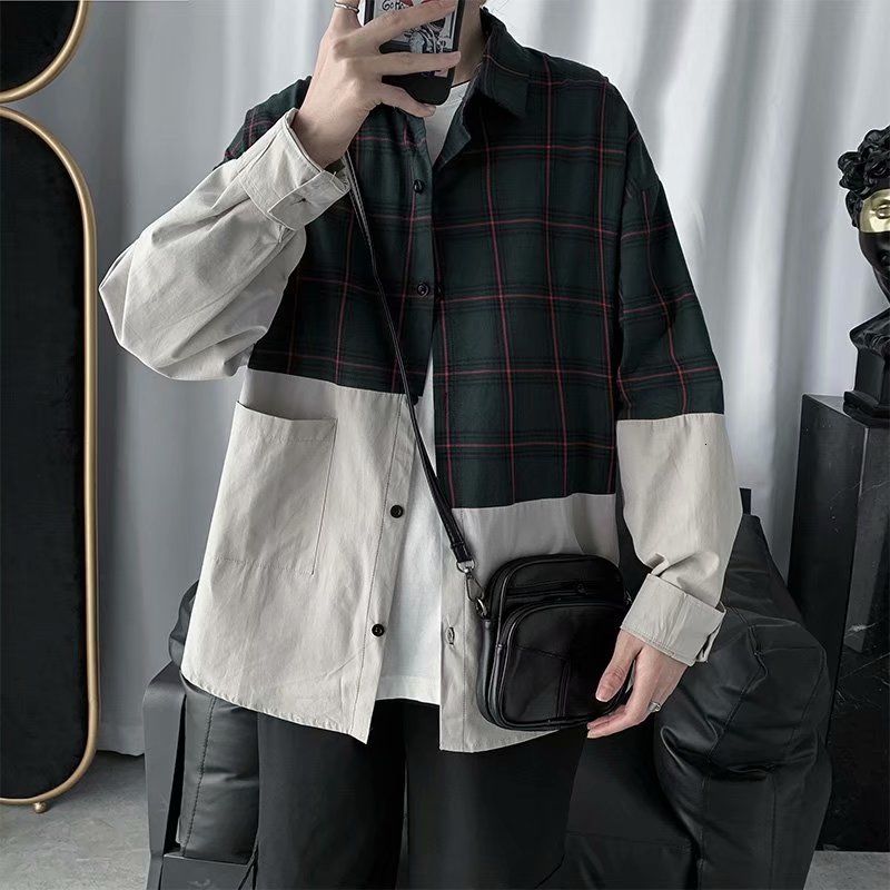 Autumn Plaid Shirt Men's Fashion Contrast Color Retro Casual Shirts Mens Streetwear Wild Loose Korean Long-sleeved Shirt Men, Green
Autumn Plaid Shirt Men's Fashion Contrast Color Retro Casual Shirts Mens Streetwear Wild Loose Korean Long-sleeved Shirt Men, Green