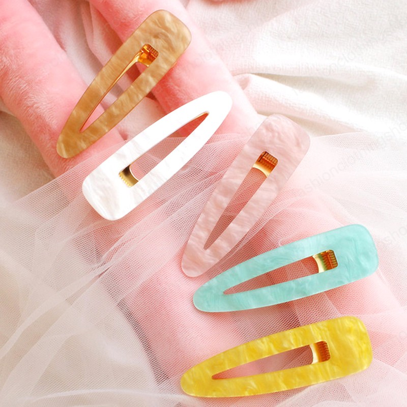 Women Girls Acrylic Hollow Geometric Candy Color Hair Clips Hairpins Barrettes Hair Accessories