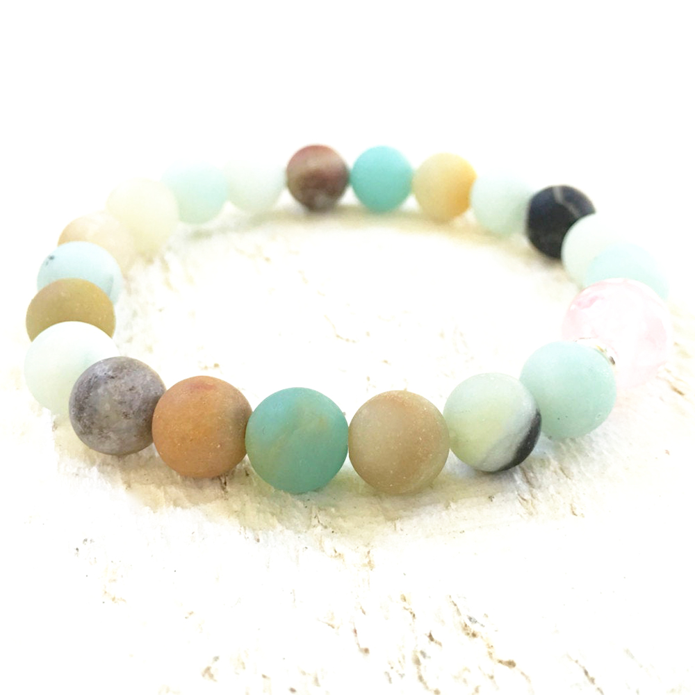 MG0855 Polished Amazonite and Rose Quart z Mala Inspired Bracelet Natural Boho Style Healing Jewelry Yoga Energy Bracelet
MG0855 Polished Amazonite and Rose Quart z Mala Inspired Bracelet Natural Boho Style Healing Jewelry Yoga Energy Bracelet