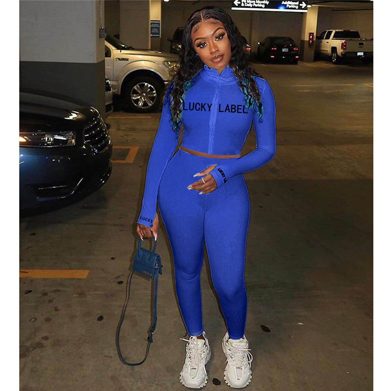 New Plus size 3X fall winter women outfits long sleeve tracksuits jacket crop top pants sports letter two piece set casual jogging suit 3715
