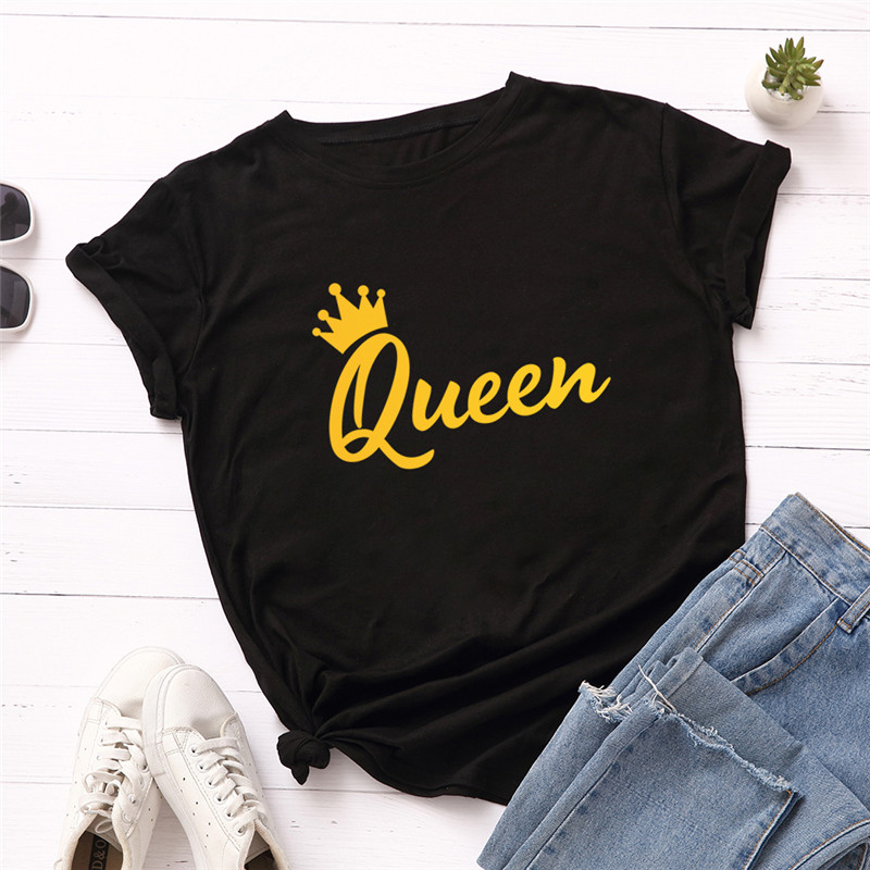 New Queen Crown Print T Shirt Women 100% Cotton O Neck Short Sleeve Tees Summer Plus Size T-Shirt Pink Tops Graphic T Shirts, No pattern
New Queen Crown Print T Shirt Women 100% Cotton O Neck Short Sleeve Tees Summer Plus Size T-Shirt Pink Tops Graphic T Shirts, No pattern