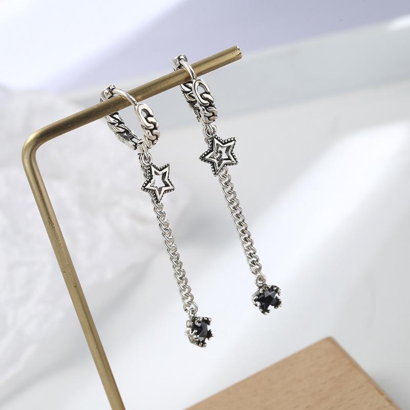 Small Hoops With Long Chain Charming Star Black Rhinestone Hoop Earrings For Women Anniversary gift Link Earring Ali20010
Small Hoops With Long Chain Charming Star Black Rhinestone Hoop Earrings For Women Anniversary gift Link Earring Ali20010