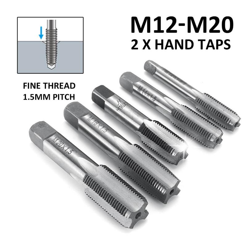

2 Pcs M12 M14 M16 M18 M20 HSS Right Hand Machine Straight Fluted Fine Screw Thread Metric Plug Hand Tap Drill Set Tools