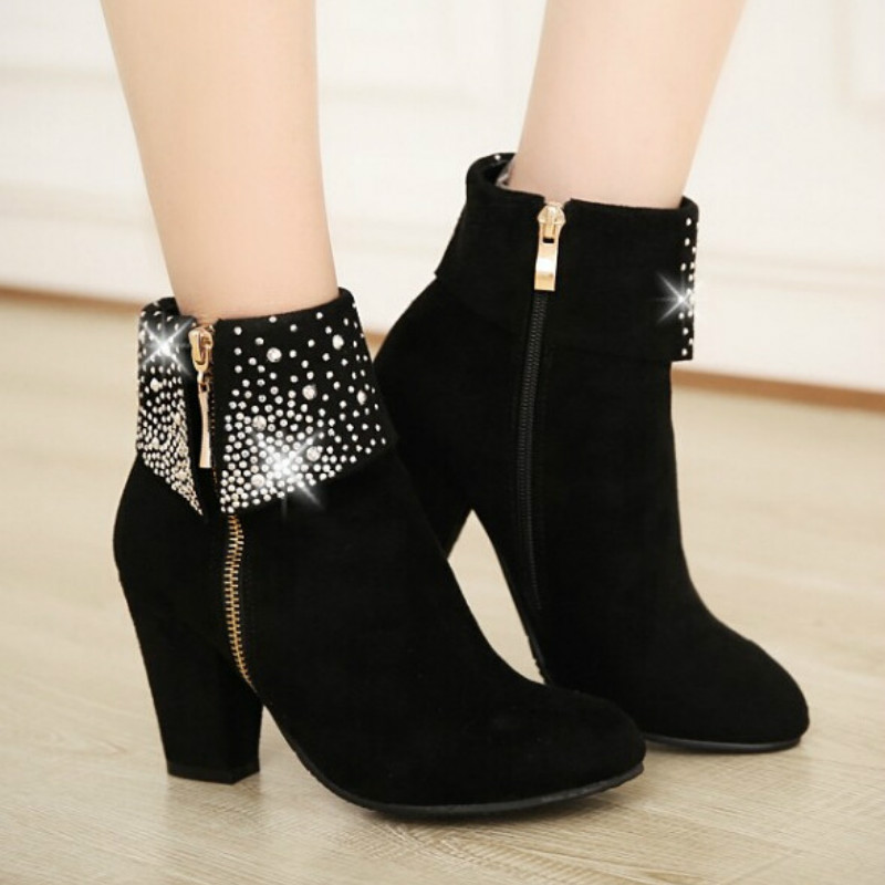 Women High Quality Suede Women's Boots Autumn and Winter New Fashion Rhinestone Women Short Boots Side Zipper High Heel, Blue
Women High Quality Suede Women's Boots Autumn and Winter New Fashion Rhinestone Women Short Boots Side Zipper High Heel, Blue