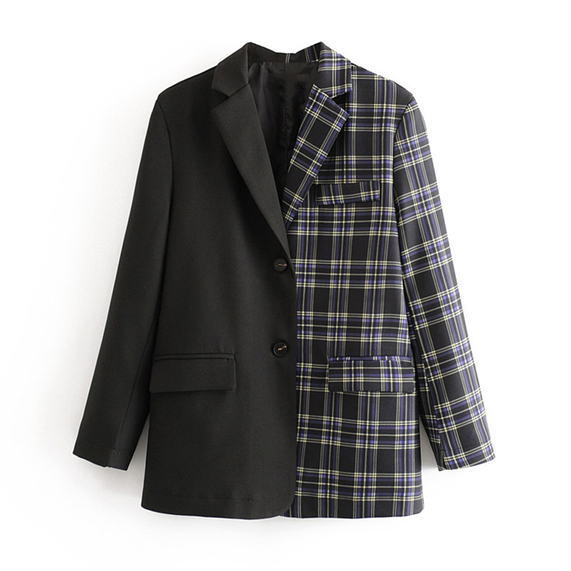Vintage Stylish Patchwork Plaid Blazer Coat Women Notched Collar Long Sleeve Female Outerwear Pocket Design Chic Suit Blazers, Black
Vintage Stylish Patchwork Plaid Blazer Coat Women Notched Collar Long Sleeve Female Outerwear Pocket Design Chic Suit Blazers, Black