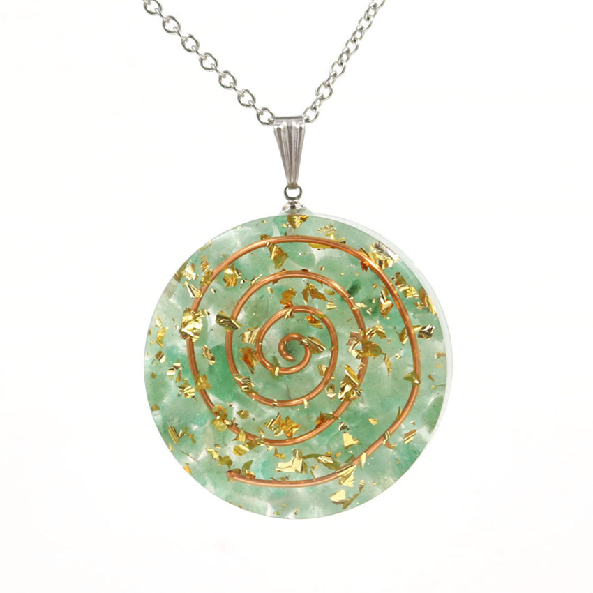 QIMOSHI Raw Quartz Round Coin Pendant Yoga chakra Necklace for Women Men Stone Crystal Circle Disc Pendants Jewelry