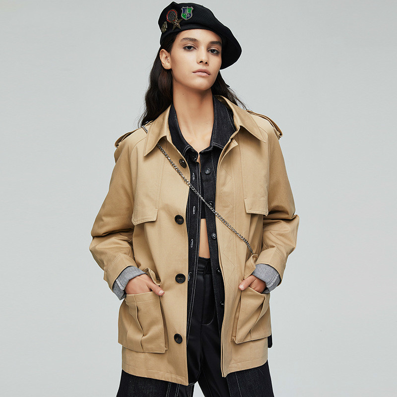 Spring and Autumn Short Windbreaker Adjustable Waist Leisure safari style Loose Coat short trench women 9016, Blue
Spring and Autumn Short Windbreaker Adjustable Waist Leisure safari style Loose Coat short trench women 9016, Blue