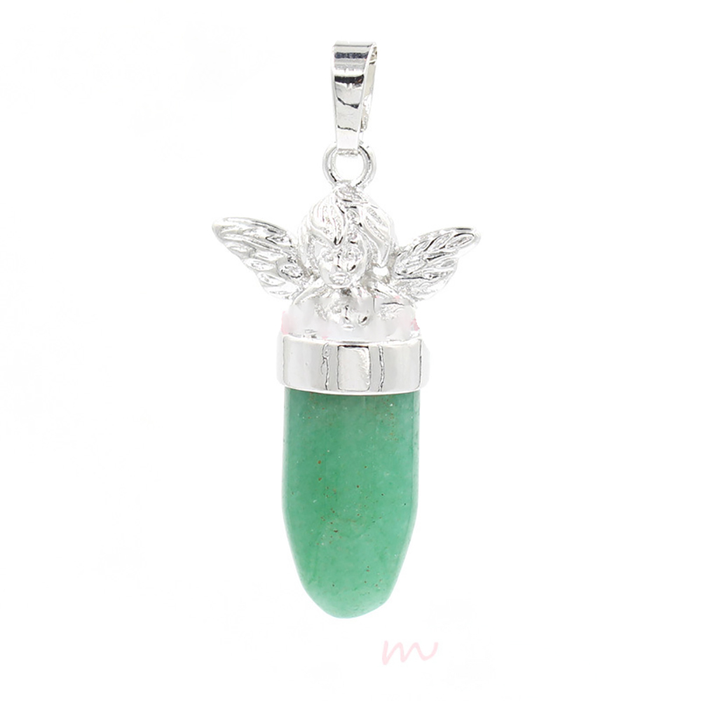 QIMOSHI Natural Stone Bullet Pendant Necklace Silver Alloy Feminine Charm Small Point Cone Jewelry Birthday Gift for Women Men Girl Boy
