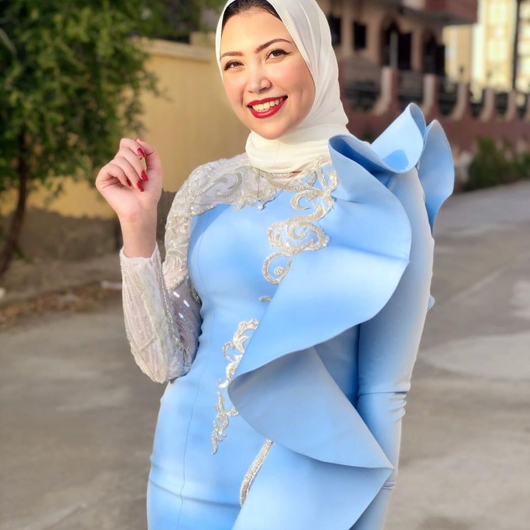 arabic aso ebi muslim blue lace beaded evening dresses long sleeves prom dresses mermaid formal party second reception gowns zj0394