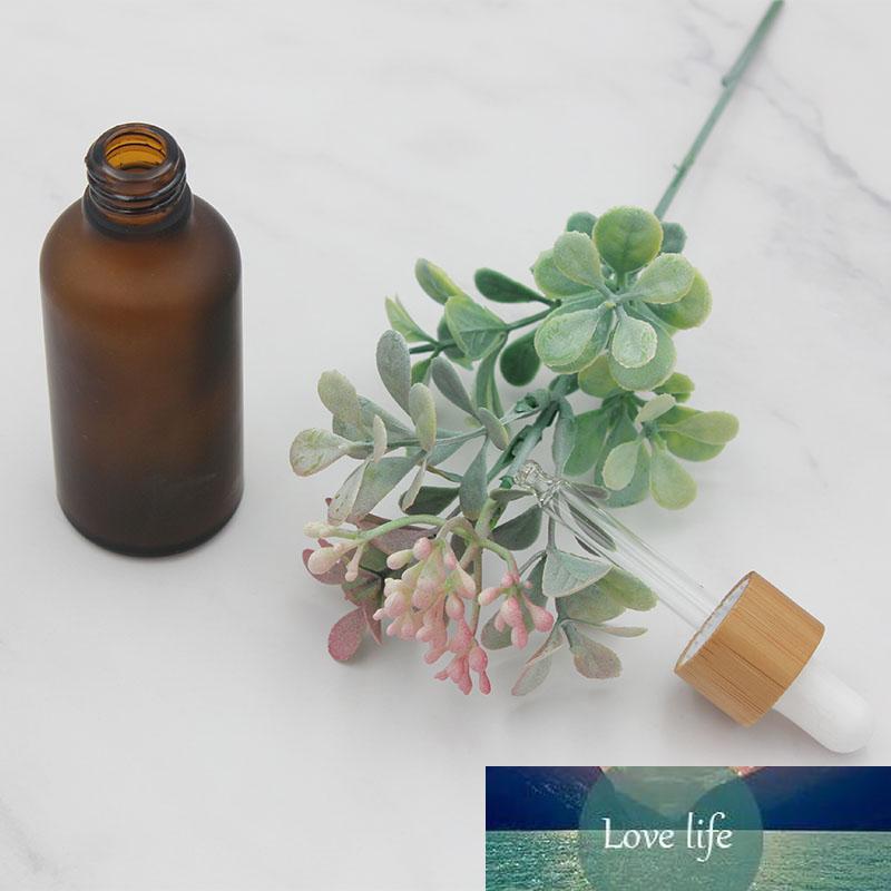 15ml 30ml 50ml Frosted Amber White Glass Dropper Bottle with Bamboo Cap 1oz Glass Bamboo Essential Oil Bottle