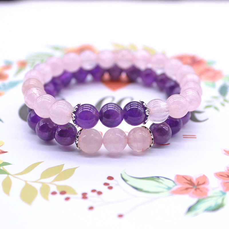 8mm Natural Stone Pink Crystal Quartz Bracelet Purple Amethysts Beads Lotus Strand Buddha Bracelet for Women Girl Love Gifts
8mm Natural Stone Pink Crystal Quartz Bracelet Purple Amethysts Beads Lotus Strand Buddha Bracelet for Women Girl Love Gifts