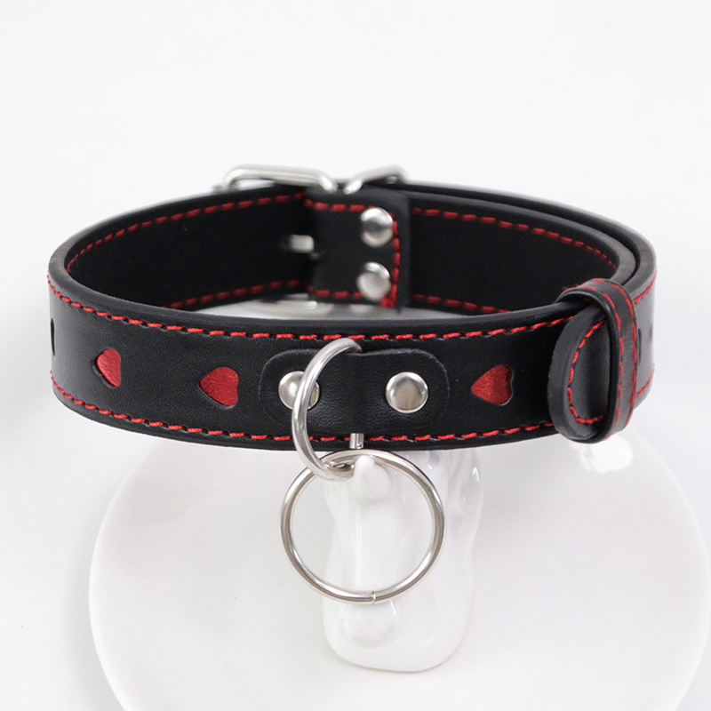 Adult Red Heart Collar Sex Toys for Couples BDSM Bondage Adjustable Slave Restraints For Women Erotic Spike Rivet Buckle choker T200813