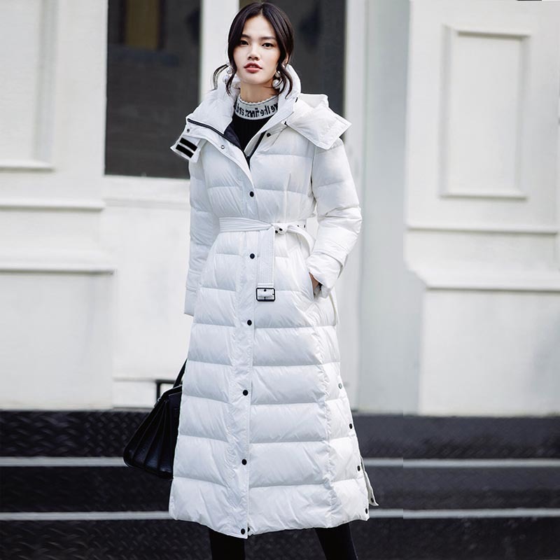 Long Women Winter Down Jacket 2020 90% White Duck Down Coat Thick Warm Casual Hooded Slim Snow Outerwear Female Parka Waterproof T200811