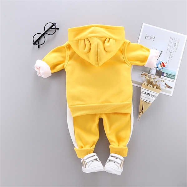 Yellow Cat Boys Clothing Sets Autumn Keep Warm Casual Baby Boy Clothes Zipper Coat + Pant + Vest Kids Suits Children Clothing